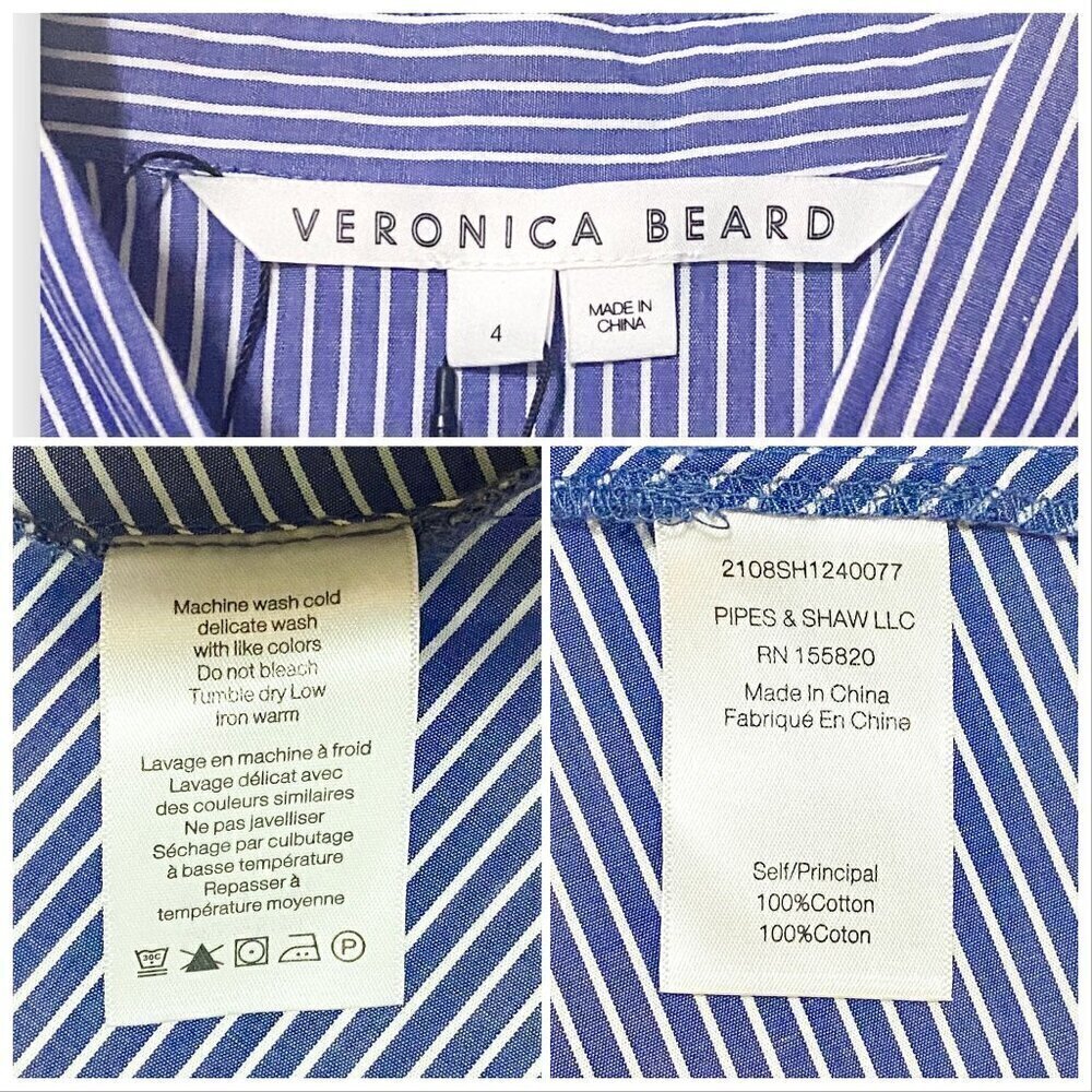 Veronica Beard Gilda Oversized Striped Cotton shirt. Size 4, New with tag. - Picture 6 of 15